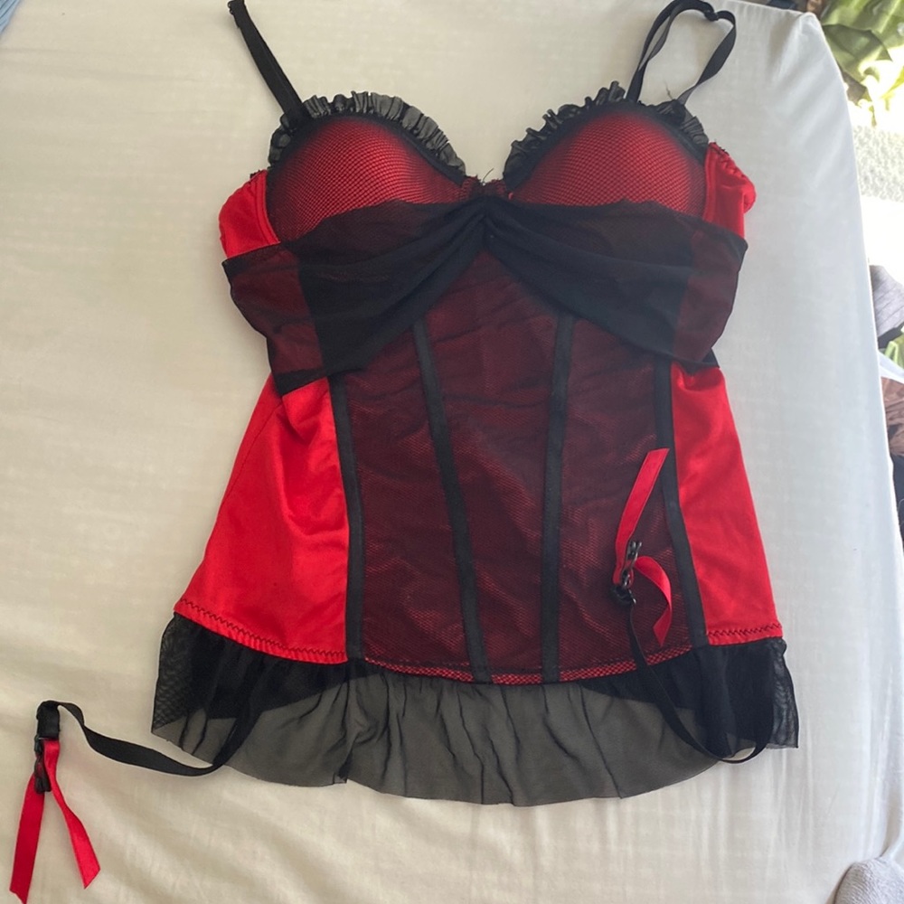 Red and black bustier
